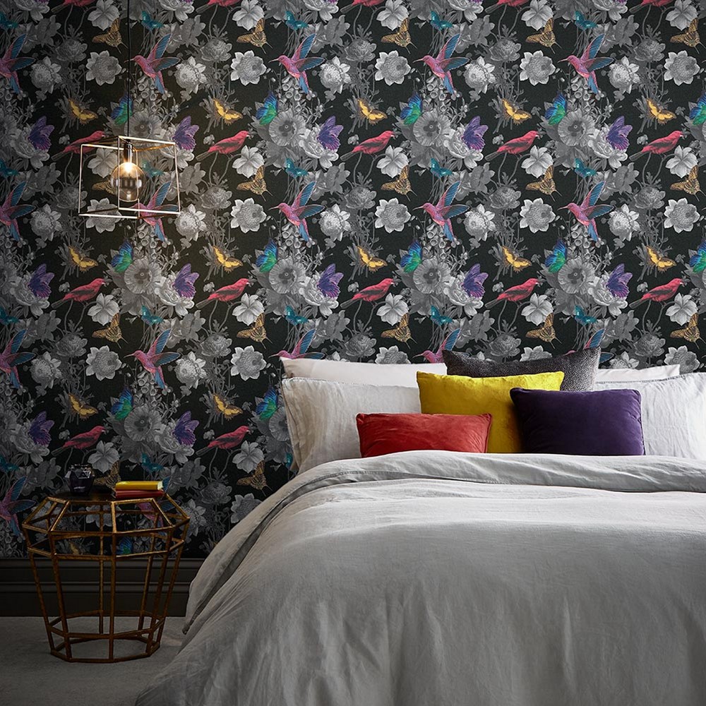 Jardin Floral Wallpaper 106431 by Graham & Brown in Black